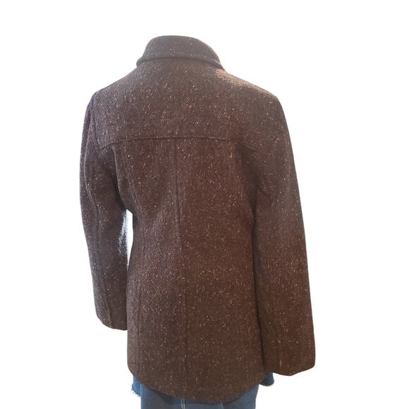 Jones New York Sport Size 6 Brown Speckled Tweed Wool Blend Pea Coat - Picture 5 of 12